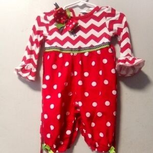 RARE addition brand girls holiday one piece festive outfit. Size 9 months.